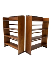 1920s Art Deco Open Bookcases by P.E.L. Izeren, Solid Oak & Ebony